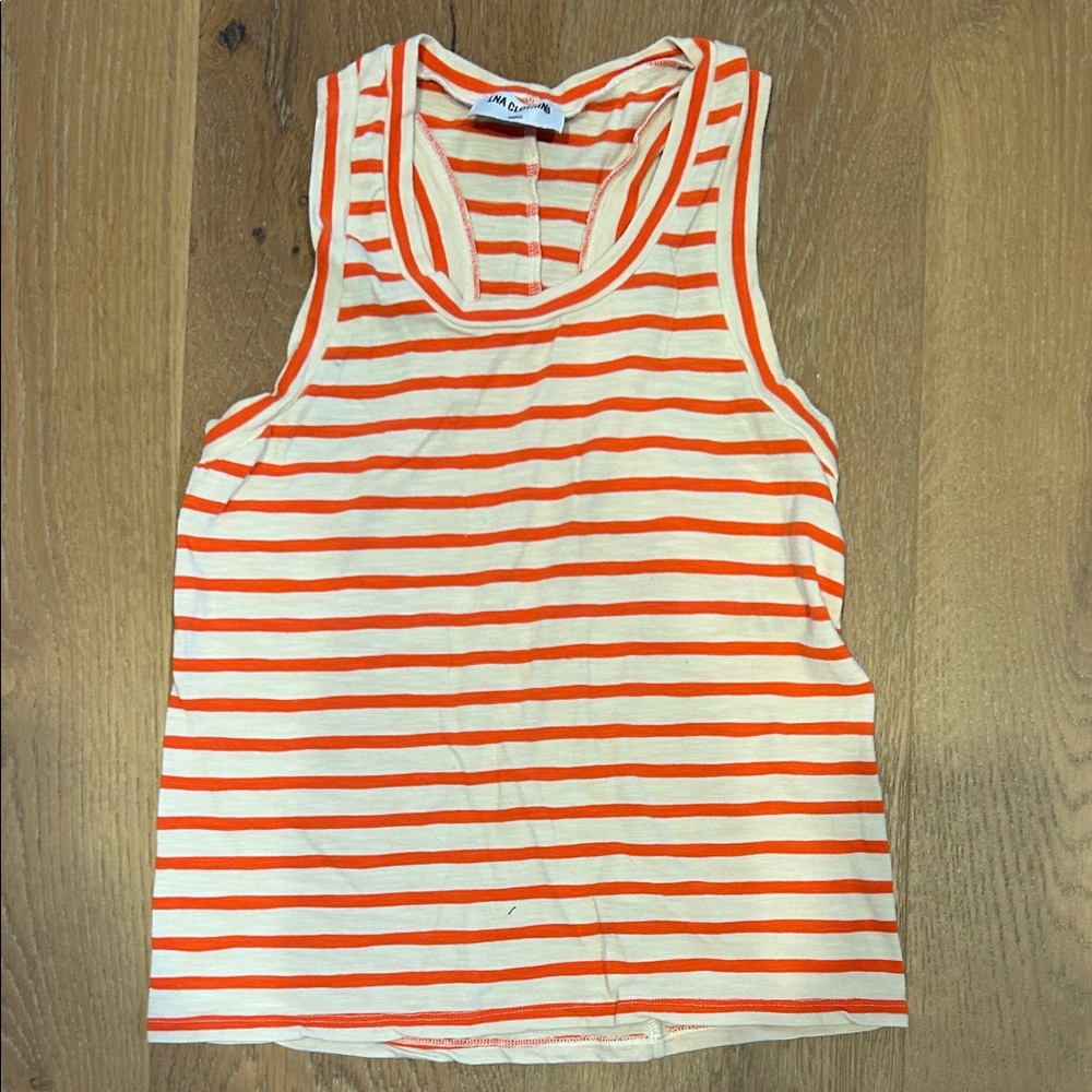 LNA Clothing Orange and Cream Striped Tank Top Size small